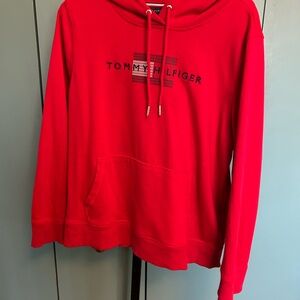 Tommy Hilfiger Red Oversized Long Sleeve Hoodie